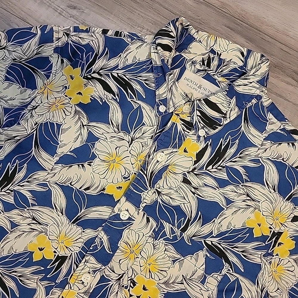 Denim & Supply‎ Ralph Lauren Shirt Mens Medium Floral Button Down SS Hawaiian
